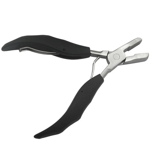 Black Flat Shape Plier with Small Grooves Pre-Bonded Hair Extension Clamp