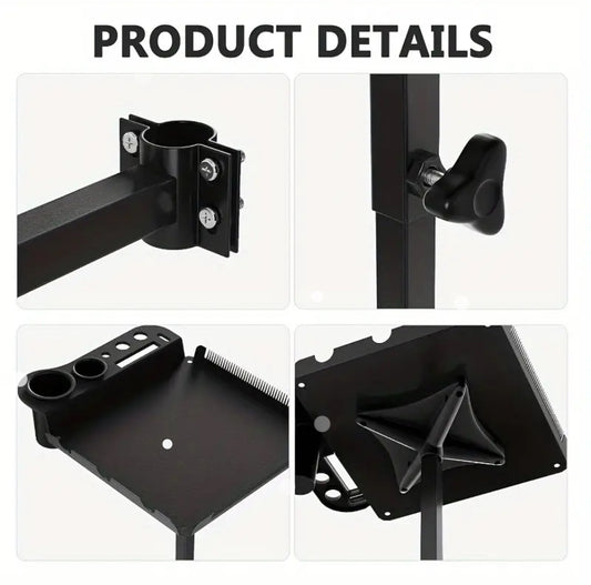 Adjustable Hairdressing Chair Salon Tray - Metal Hair Stylist Utility Cart with Height Adjustment, Salon Tool Organizer